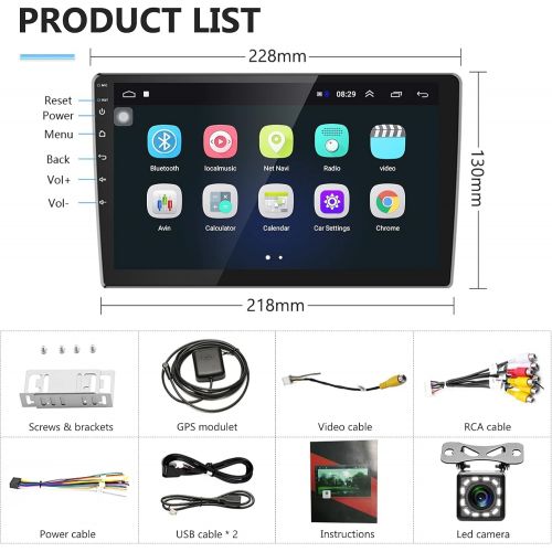  [아마존베스트]Podofo Car Radio Double Din Android Navigation Stereo 9 Inch HD Touch Screen in Dash Car Radio with Bluetooth GPS WiFi FM Radio Support Mirror Connection, Steering Wheel Control, Rear Vie