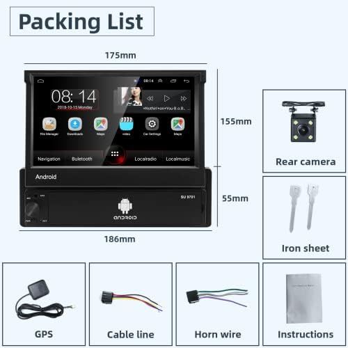  [아마존베스트]-Service-Informationen Single DIN Car Radio, Android Car Radio with 7 Inch Touchscreen in Dash, GPS Navigation Head, 1Din, Bluetooth Video Player, Removable Front Panel / AUX / SWC / WiFi / USB / FM Radi