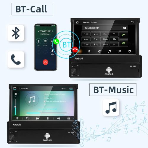  [아마존베스트]-Service-Informationen Single DIN Car Radio, Android Car Radio with 7 Inch Touchscreen in Dash, GPS Navigation Head, 1Din, Bluetooth Video Player, Removable Front Panel / AUX / SWC / WiFi / USB / FM Radi