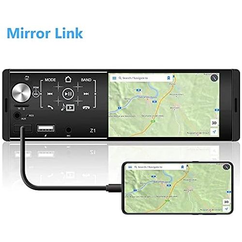  [아마존베스트]-Service-Informationen Bluetooth Car Radio, 1 Din Car Radio with 4.3 Inch HD Touch Screen, Car Radio Support for Cars FM/Mirror Connection/USB/TF Card/Aux-In/SWC/Reversing Camera/7 Colour Backlight