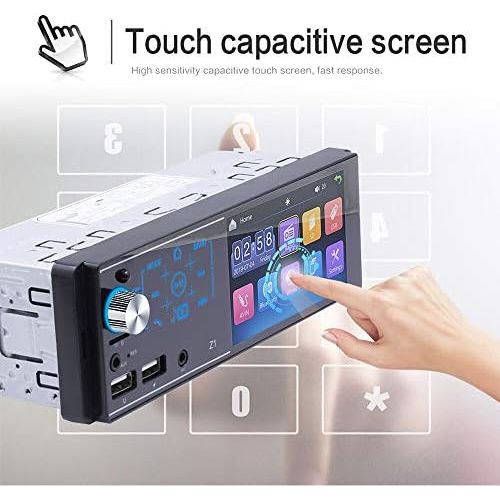  [아마존베스트]-Service-Informationen Bluetooth Car Radio, 1 Din Car Radio with 4.3 Inch HD Touch Screen, Car Radio Support for Cars FM/Mirror Connection/USB/TF Card/Aux-In/SWC/Reversing Camera/7 Colour Backlight