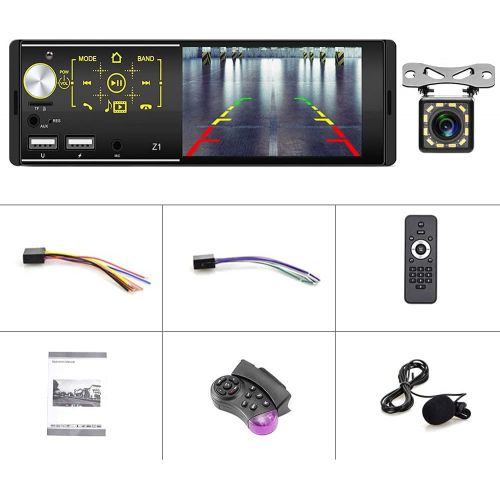  [아마존베스트]-Service-Informationen Bluetooth Car Radio, 1 Din Car Radio with 4.3 Inch HD Touch Screen, Car Radio Support for Cars FM/Mirror Connection/USB/TF Card/Aux-In/SWC/Reversing Camera/7 Colour Backlight