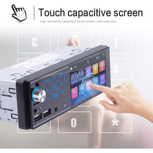  [아마존베스트]-Service-Informationen Bluetooth Car Radio, 1 Din Car Radio with 4.3 Inch HD Touch Screen, Car Radio Support for Cars FM/Mirror Connection/USB/TF Card/Aux-In/SWC/Reversing Camera/7 Colour Backlight