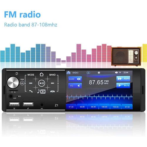  [아마존베스트]-Service-Informationen Bluetooth Car Radio, 1 Din Car Radio with 4.3 Inch HD Touch Screen, Car Radio Support for Cars FM/Mirror Connection/USB/TF Card/Aux-In/SWC/Reversing Camera/7 Colour Backlight