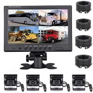 Podofo 9 Inch Van Rear View Camera Kit with 4 Split Display 4 Channel Video IP68 Waterproof Night Vision for Caravan Truck Camping Cars