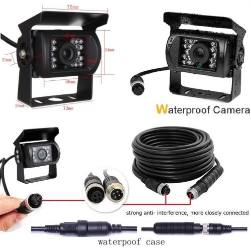  Podofo 9 Inch Van Rear View Camera Kit with 4 Split Display 4 Channel Video IP68 Waterproof Night Vision for Caravan Truck Camping Cars