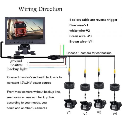  Podofo 9 Inch Van Rear View Camera Kit with 4 Split Display 4 Channel Video IP68 Waterproof Night Vision for Caravan Truck Camping Cars