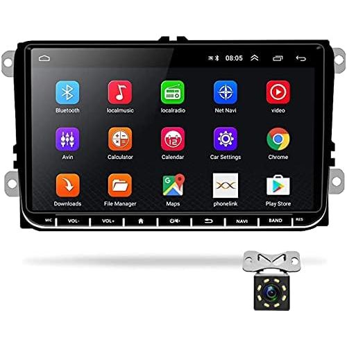  Podofo 9 Inch Android Car Radio for VW, Double DIN Car Radio, Bluetooth, GPS, Car Radio Player for VW, Seat, Passat, Golf, Skoda, Supports WiFi, Mirror Link, FM Radio, Double USB +