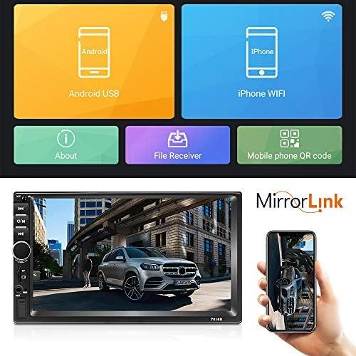  Podofo Doppel Din Autoradio GPS Navigation,Autoradio Bluetooth 7 Zoll Quad Core Android 8.1 Touchscreen im Dash Navigation Autoradio Video Player mit GPS WiFi Mirror Link Backup Kamera