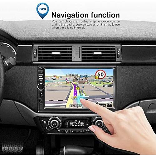  Podofo Doppel Din Autoradio GPS Navigation,Autoradio Bluetooth 7 Zoll Quad Core Android 8.1 Touchscreen im Dash Navigation Autoradio Video Player mit GPS WiFi Mirror Link Backup Kamera