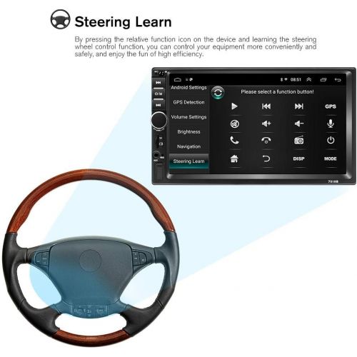  Podofo Doppel Din Autoradio GPS Navigation,Autoradio Bluetooth 7 Zoll Quad Core Android 8.1 Touchscreen im Dash Navigation Autoradio Video Player mit GPS WiFi Mirror Link Backup Kamera