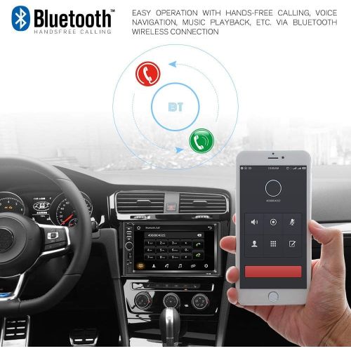  Podofo Doppel Din Autoradio GPS Navigation,Autoradio Bluetooth 7 Zoll Quad Core Android 8.1 Touchscreen im Dash Navigation Autoradio Video Player mit GPS WiFi Mirror Link Backup Kamera