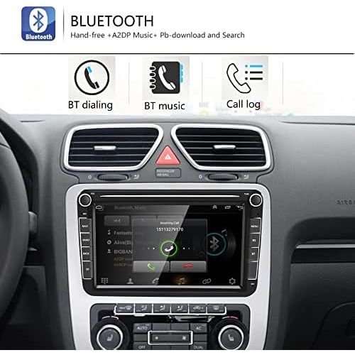  Podofo Car Radio for VW, Android Car Radio Bluetooth 8 Inch TFT Capacitive Touchscreen Car MP5 Player with GPS FM Radio Mirror Link CANBUS Included, Receiver for VW