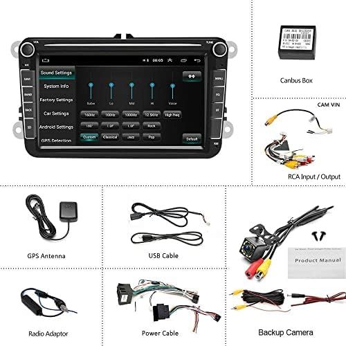  Podofo Car Radio for VW, Android Car Radio Bluetooth 8 Inch TFT Capacitive Touchscreen Car MP5 Player with GPS FM Radio Mirror Link CANBUS Included, Receiver for VW