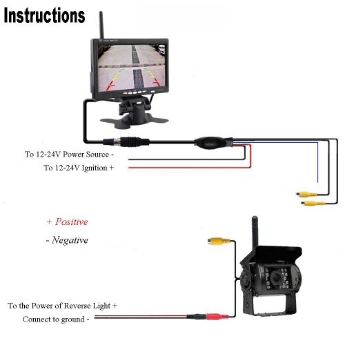  Podofo podofo Wireless Waterproof Vehicle Backup Camera Kit 7 HD Car Rear View Monitor with IR Night Vision Back Up Camera Parking Assistance System for RV Truck Trailer Bus Camper Motorh