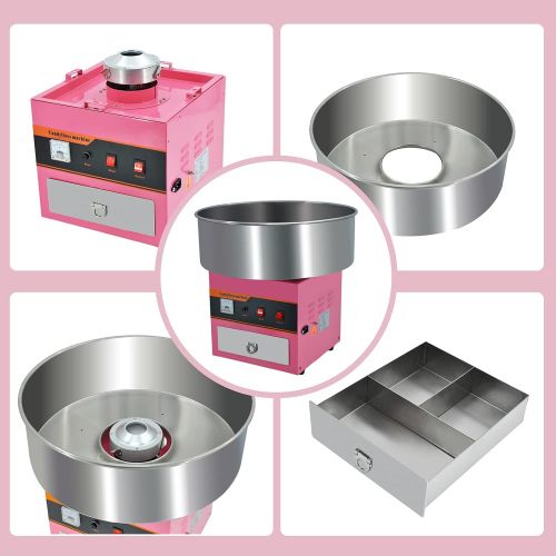  Podoy Electric Candy Cotton Machine Commercial Candy Floss Maker 20.5 Inch Stainless Steel Pan Professional for Parties Wedding Receptions Pink