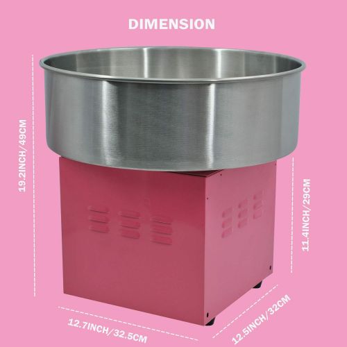  Podoy Electric Candy Cotton Machine Commercial Candy Floss Maker 20.5 Inch Stainless Steel Pan Professional for Parties Wedding Receptions Pink