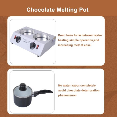  Podoy Chocolate Tempering Machine Aluminum Manual Melter Cylinder Pot for Warming Melting Create Fresh Delicious Desserts Milk Coffee Wine Juice 30℃-80℃ 60Hz