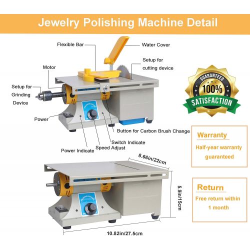  [아마존베스트]Podoy Jewelry Polishing Buffer Machine Bench Lathe Rock Polisher Adjustable Mini Multi Purpose Home for Gem Metal Woodworking Carving Upgraded 110V 350W TM-2