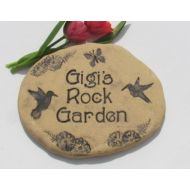 Poemstones Personalized Garden stone 8x10 Rustic Garden decor  stepping stone. Hummingbirds, flowers, ferns, butterfly. You choose the designs!