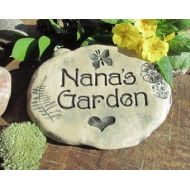 Poemstones Nana flower garden decor Nanas Garden sign. Nana plaque with Heart and butterfly. Natural Rustic outdoor decor, Mothers Day gift for Nana