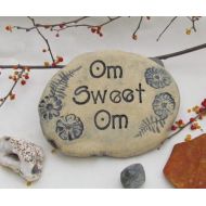 Poemstones Yoga gift, Welcome sign. Garden stone with words - Om sweet Om - Yoga inspired art. Yoga instructor or student gift. Home decor, ceramic art