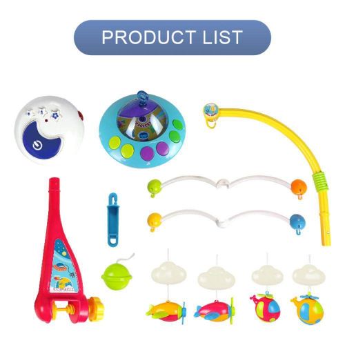  Poetray Haunger Musical Bed Bell Mobile Toys Baby Hanging Bed Toys 0-12 Months Newborn Baby Rattles Toys Gift Mobile Holder for Baby Cot Without Controller