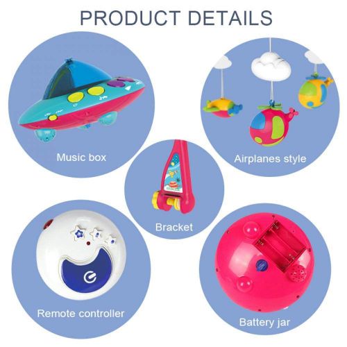  Poetray Haunger Musical Bed Bell Mobile Toys Baby Hanging Bed Toys 0-12 Months Newborn Baby Rattles Toys Gift Mobile Holder for Baby Cot Without Controller
