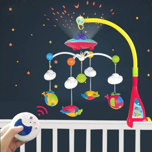  Poetray Haunger Musical Bed Bell Mobile Toys Baby Hanging Bed Toys 0-12 Months Newborn Baby Rattles Toys Gift Mobile Holder for Baby Cot Without Controller