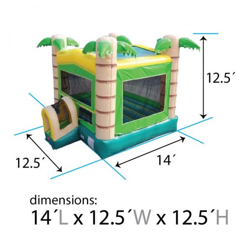  Pogo Bounce House Pogo Tropical Commercial Inflatable Bounce House with Blower Kids Jumper