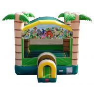 Pogo Bounce House Pogo Tropical Commercial Inflatable Bounce House with Blower Kids Jumper