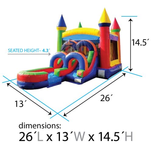  Pogo Bounce House Pogo Rainbow Commercial Kids Jumper Inflatable Bounce House with Blower and Slide