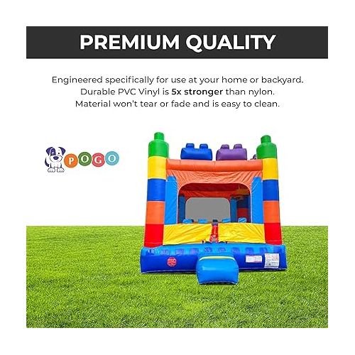  Pogo Bounce House Crossover Building Block Castle Inflatable Bounce (Without Blower) - 13 x 12 x 14.5 Foot - Big Inflatable Bouncer House Castle Unit for Kids - Jumphouse for Toddlers - Outdoor Party