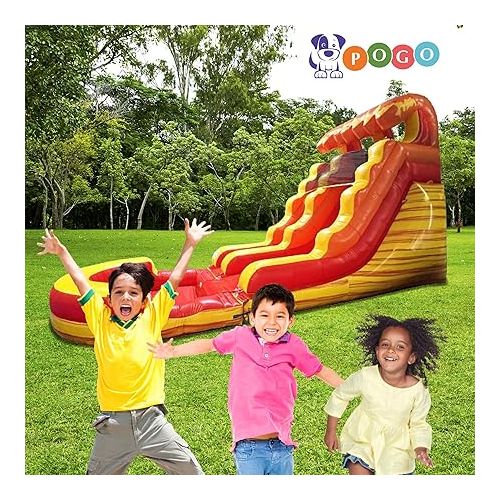  Pogo Bounce House Inflatable Water Slide for Kids with Inflatable Pool, Backyard, Park or Commercial, Outdoor Water Play, Includes Blower Stakes, Splash Pool & Storage Bag, Large 25.5' x 9' x 15'