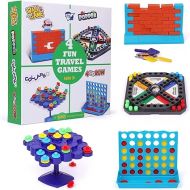 Travel Games 4-in-1 Airplane Travel Essentials, Road Trip Essentials Kids Fun Games, Easy Storage & Travel Friendly, Critical Thinking and Brain Development Skills