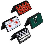 [아마존베스트]Point Games Travel Board Game Set Bundle Pack of 4 Classic Magnetic Games for Kids Includes Individual Boards & Pieces for Checkers, Chess, Tic Tac Toe & Reversi Amazing Fun for Ca