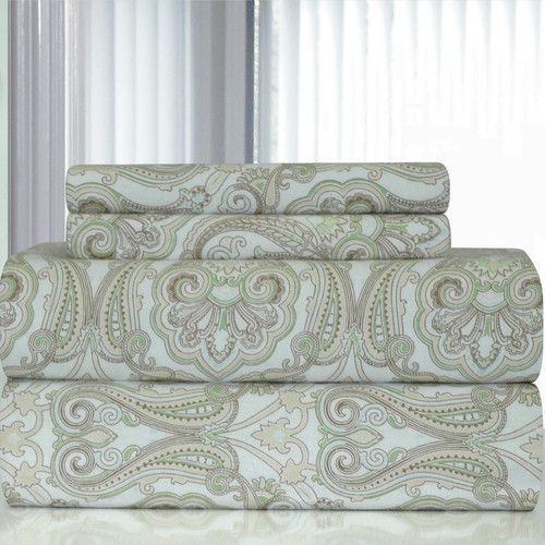  Pointehaven Heavy Weight Paisley Printed Flannel Sheet Set