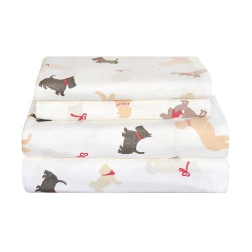  Pointehaven Winter Dogs Flannel Sheet Set