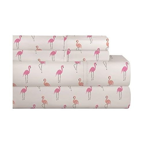  Pointehaven 200FLAMGSSQN Sheet Set, Queen, Flamingos