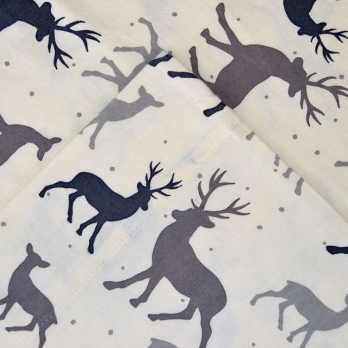  Pointehaven Heavy Weight Flannel Sheet Set, Twin X-Large, Autumn Deer