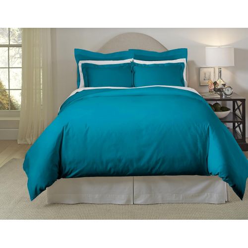  Pointehaven 620TC Long Staple Cotton Oversized Duvet Set, Cal King, Teal