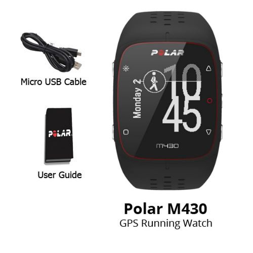  Polar M430 GPS Running Black Waterproof Watch w Optical Heart Rate Measurement Smart Notifications