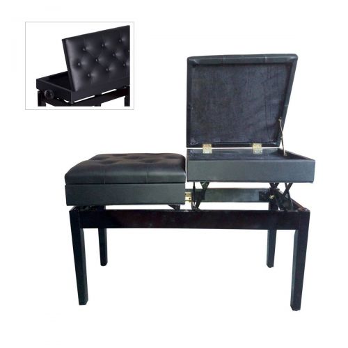  Polar Aurora Separate Adjustable Wood Leather Storage Piano Bench Double Duet Keyboard Seat