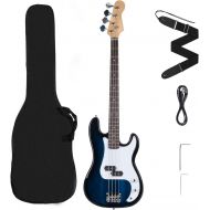 [아마존베스트]Polar Aurora NEW Full Size 4 Strings Blue Electric Bass Guitar+ Amp Cord+ Gigbag