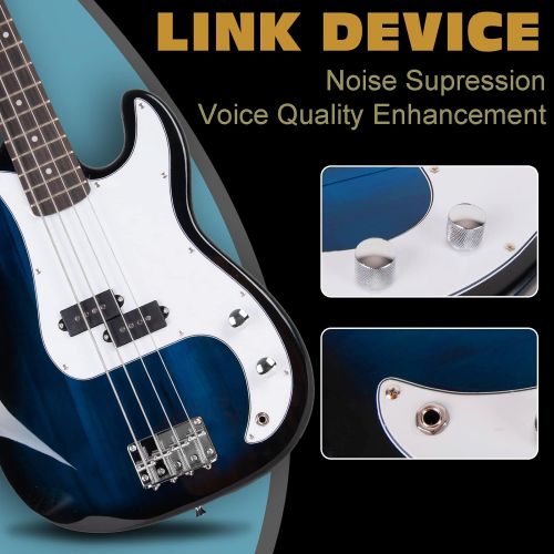  [아마존베스트]Polar Aurora NEW Full Size 4 Strings Blue Electric Bass Guitar+ Amp Cord+ Gigbag