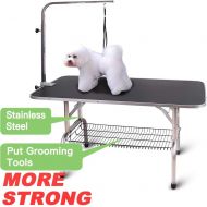 Polar Aurora Pingkay Heavy Duty Pet Professional Dog Show Foldable Grooming Table wAdjustable Arm & Noose & Mesh Tray