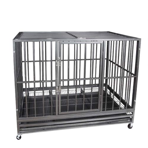  Polar Aurora Heavy Duty Pet Dog Cage Strong Metal Crate Kennel Playpen w/Wheels&Tray