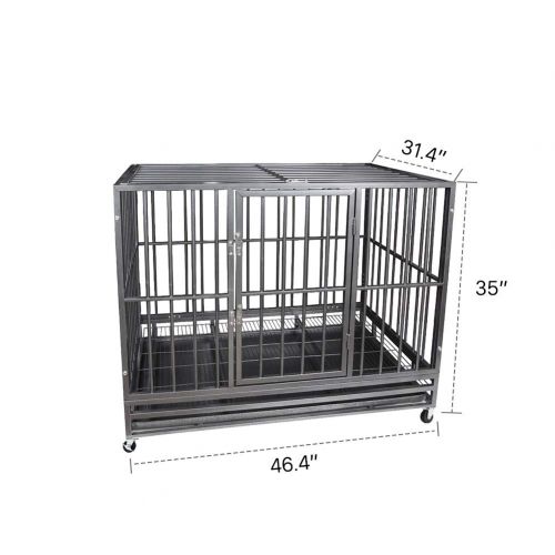  Polar Aurora Heavy Duty Pet Dog Cage Strong Metal Crate Kennel Playpen w/Wheels&Tray