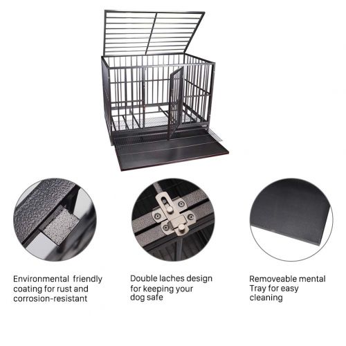  Polar Aurora Heavy Duty Pet Dog Cage Strong Metal Crate Kennel Playpen w/Wheels&Tray