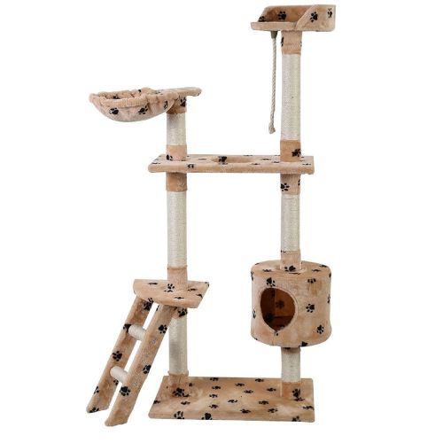  Polar Bear's Pet NEW! 60 Cat Tree Tower Condo Scratcher Furniture Kitten Pet House Hammock Beige Paw